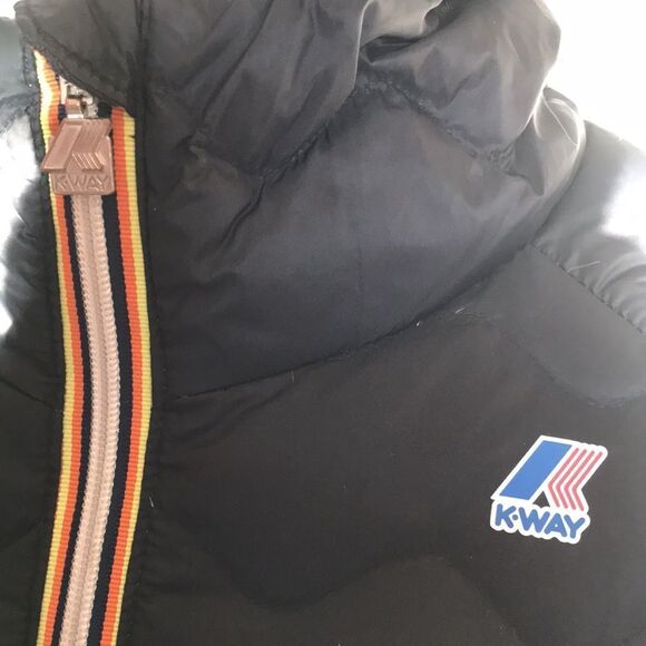 K-Way Quilted Black Puffer Jacket with Hood - Picture 3 of 8